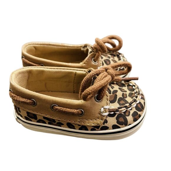 Sperry Baby Girls Size 1 Cheetah Print Shoes Non-slip Infant - Picture 2 of 8